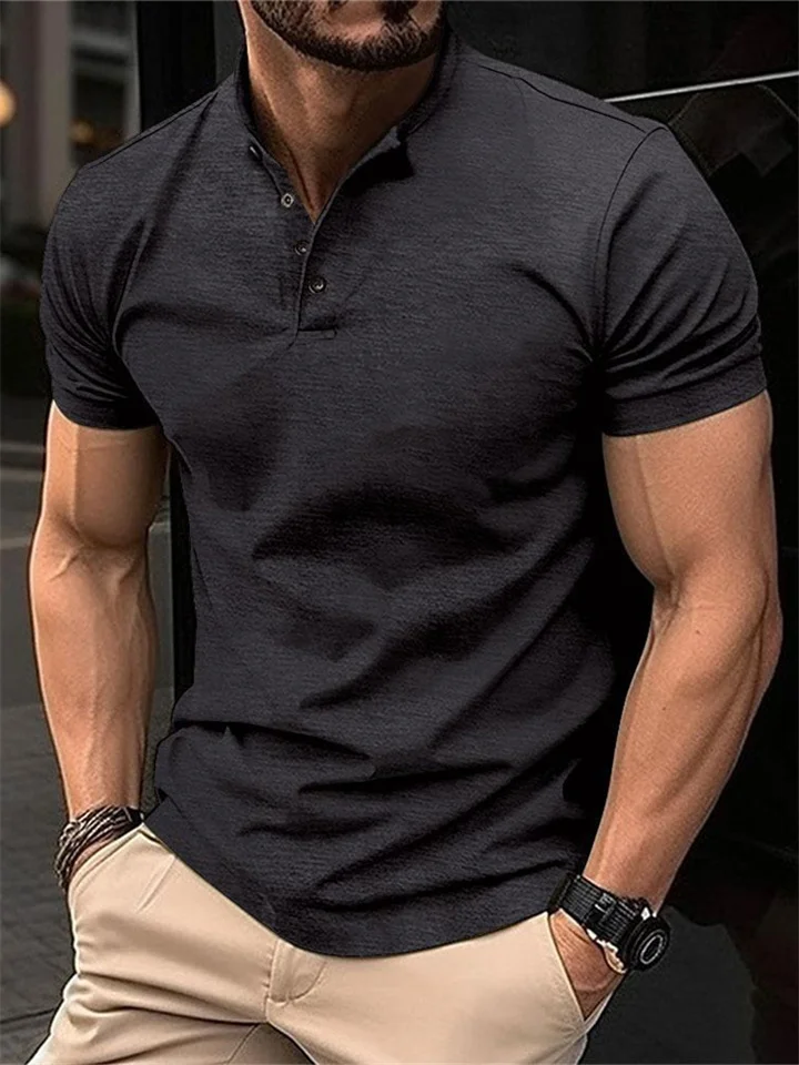 Summer T-shirt Men's Short-sleeved Lapel Sports Casual Solid Color POLO Shirt