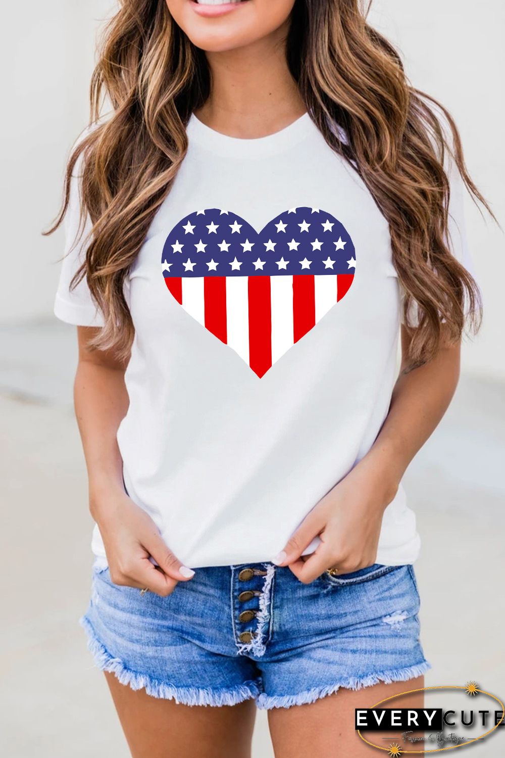 White American Heart Graphic Tee
