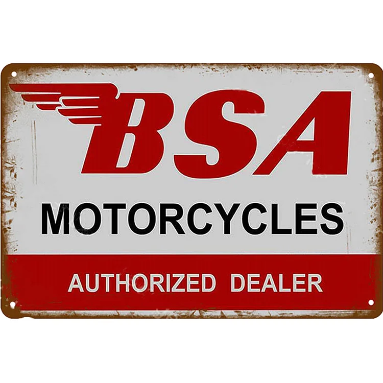 BSA Motorcycles - Authorized Dealer Vintage Tin Signs/Wooden Signs - 7.9x11.8in & 11.8x15.7in