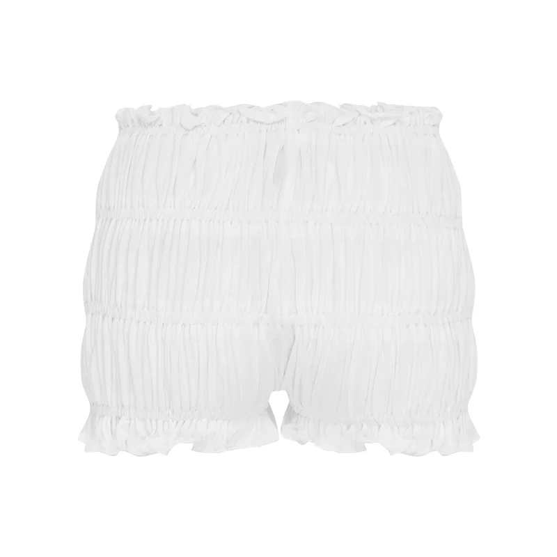 Women's Ruffles Shorts Kawaii 3D Bow Lettuce Trim Elastic Waist Tiered Bloomers Shorts