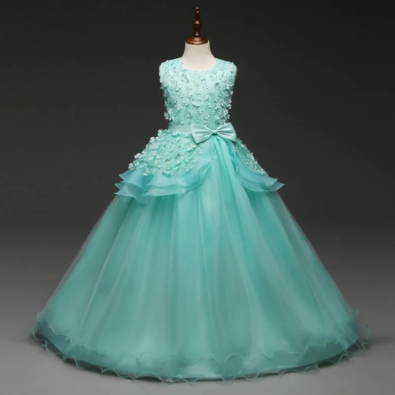 New Princess Girls Dress 2021 Summer Lace Bridesmaid Party Dress Flower Costume Kids Dresses For Girls Wedding Dress Vestido