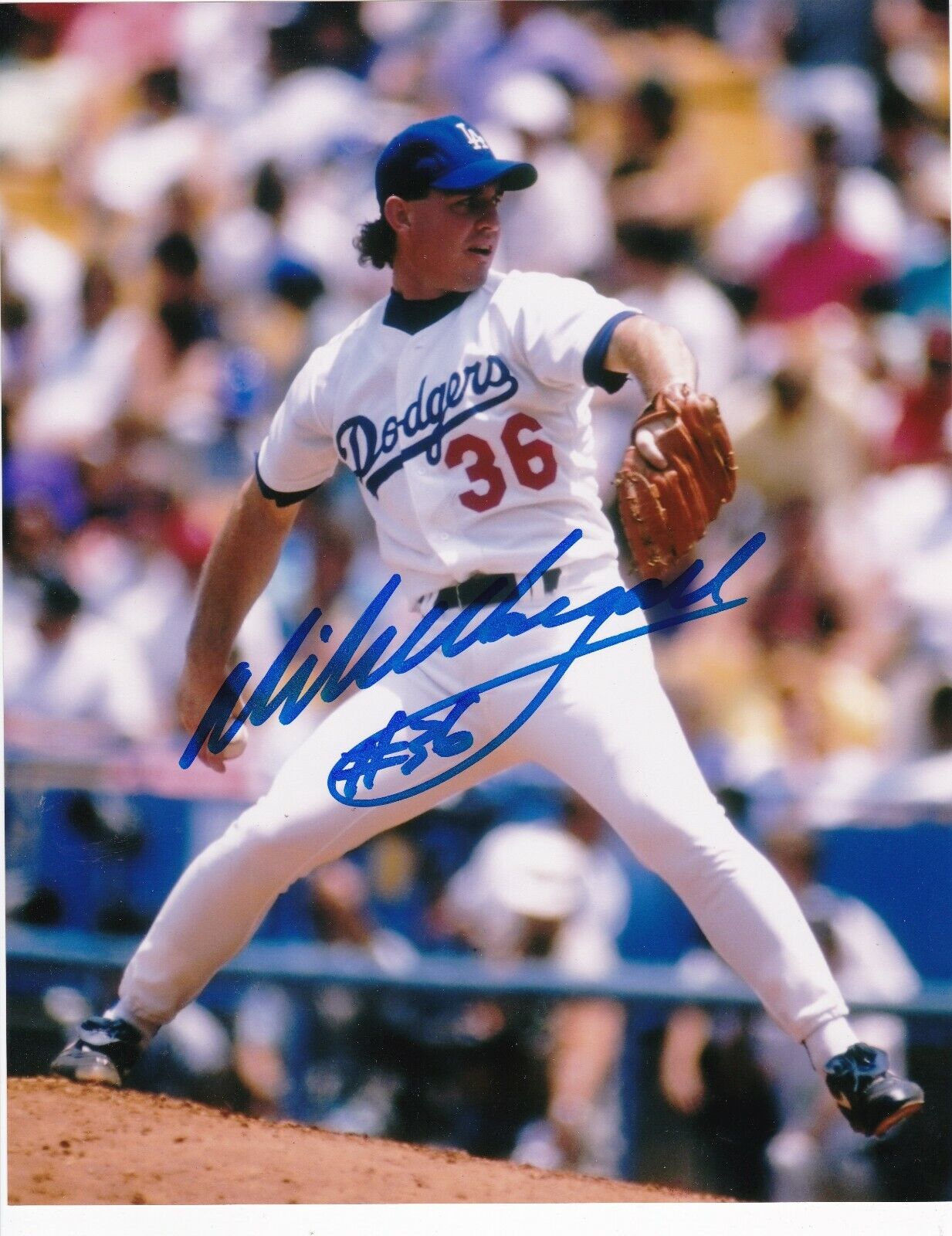 MIKE MORGAN LOS ANGELES DODGERS ACTION SIGNED 8x10