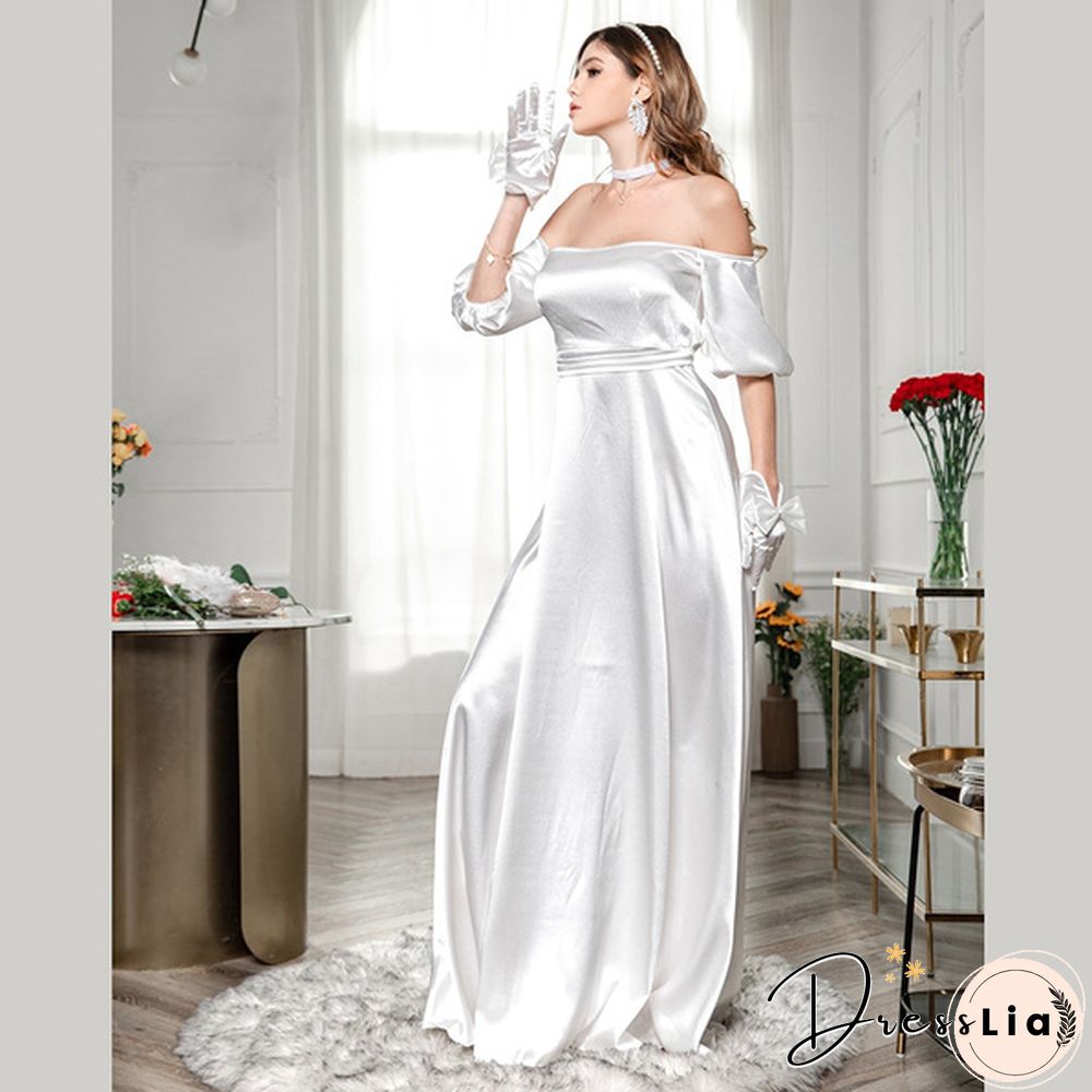 Fashion Puff Sleeve Tube Wedding Party Off Shoulder Dress