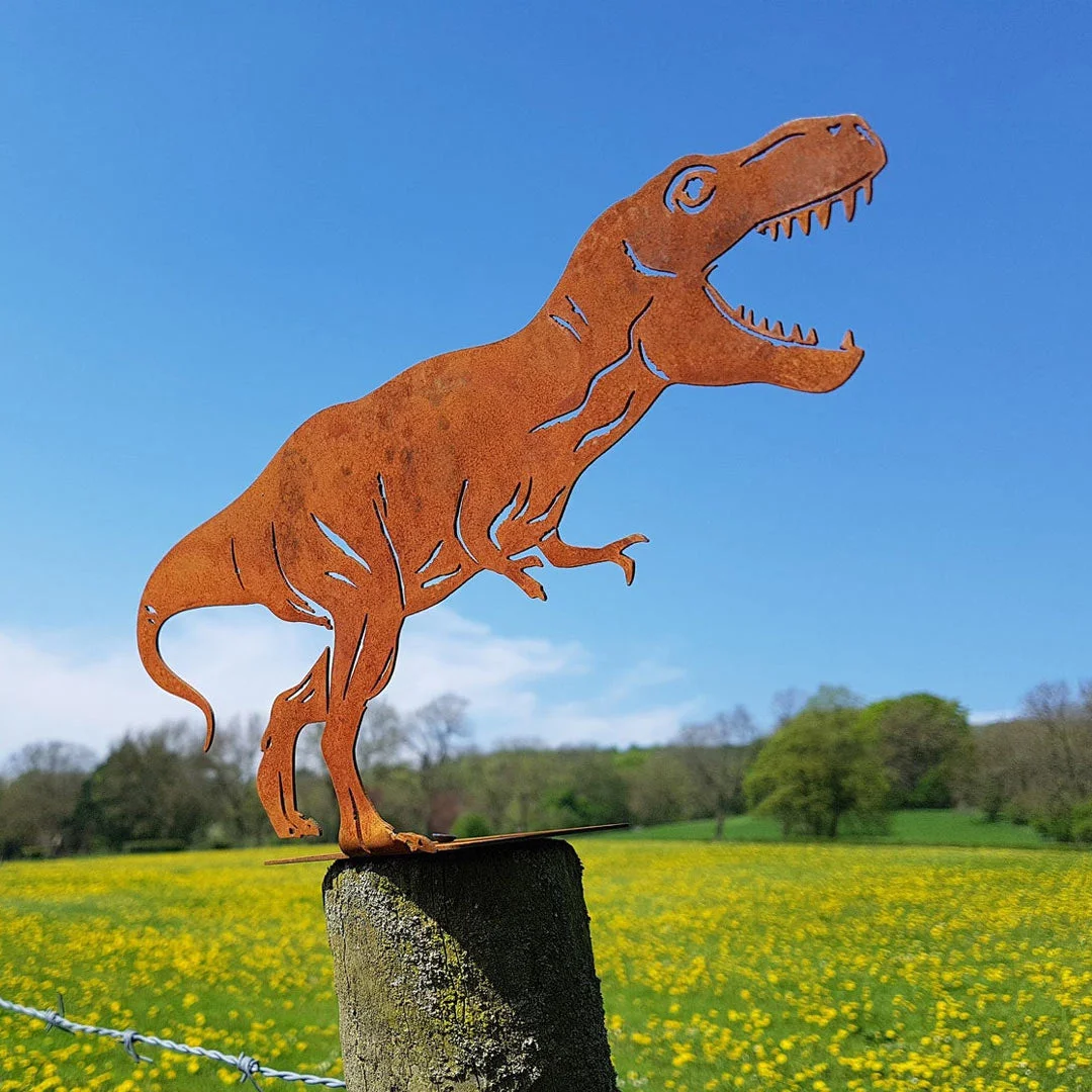 Metal T-Rex Dinosaur Garden Decor