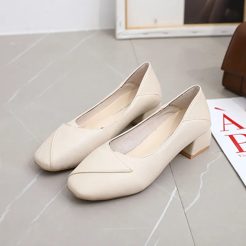 Breakj Breakj Single Shoes Female Coarse Heel Professional Temperament Flight Attendants Comfortable Long Standing Not Tired Black Work Shoes
