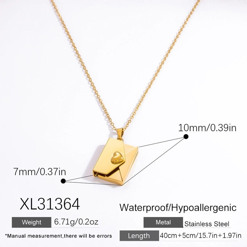 Vintage Style Classic Style Book Envelope Heart Shape Titanium Steel Plating Pendant Necklace