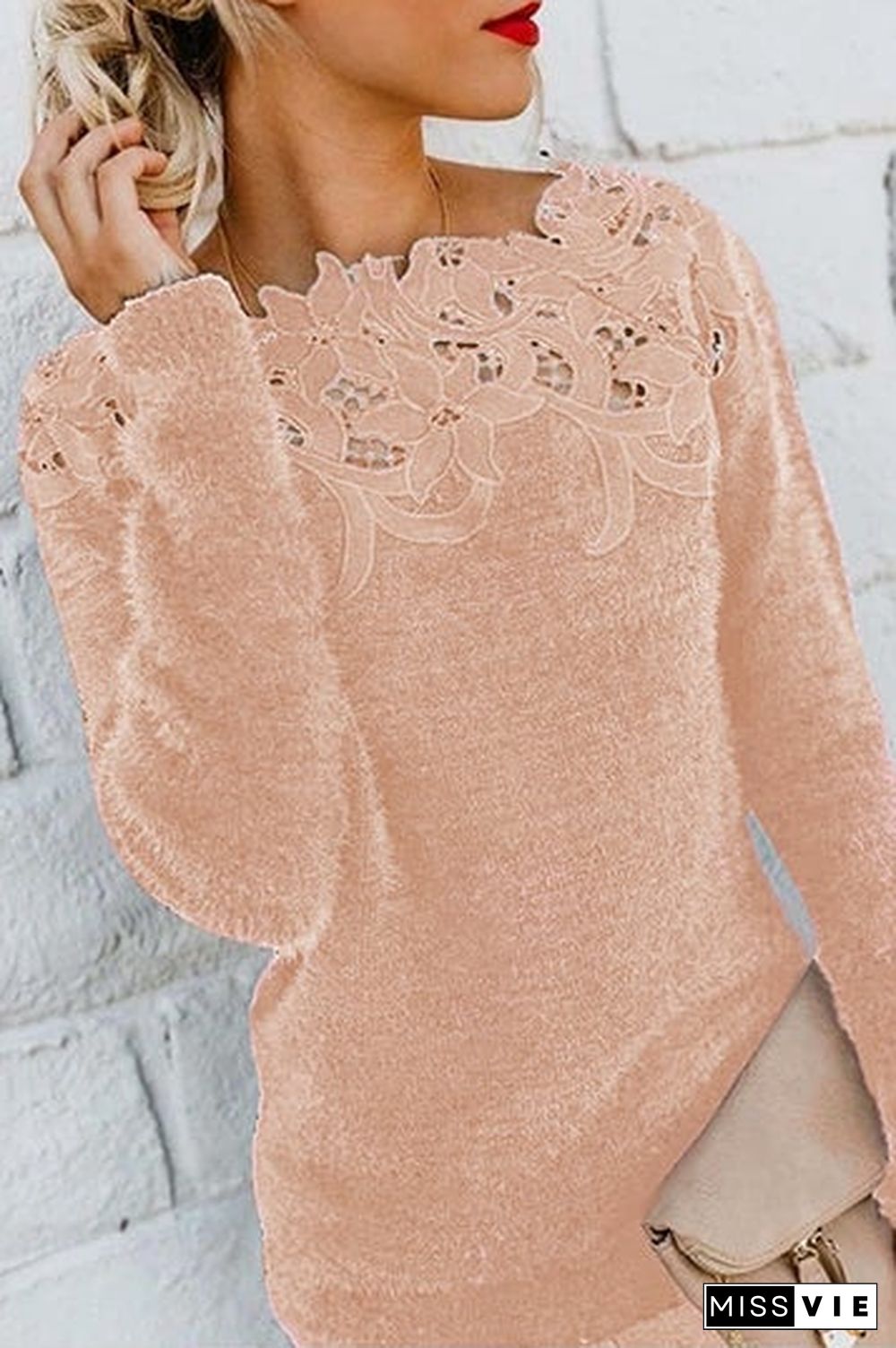 Lace Patchwork Black Sweater