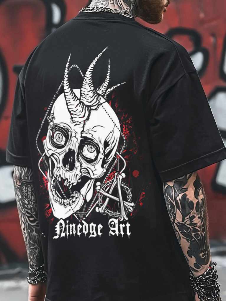 Shoptechwear Art Satanic Dark Skull Ace Oversized Unisex Casual T-shirt