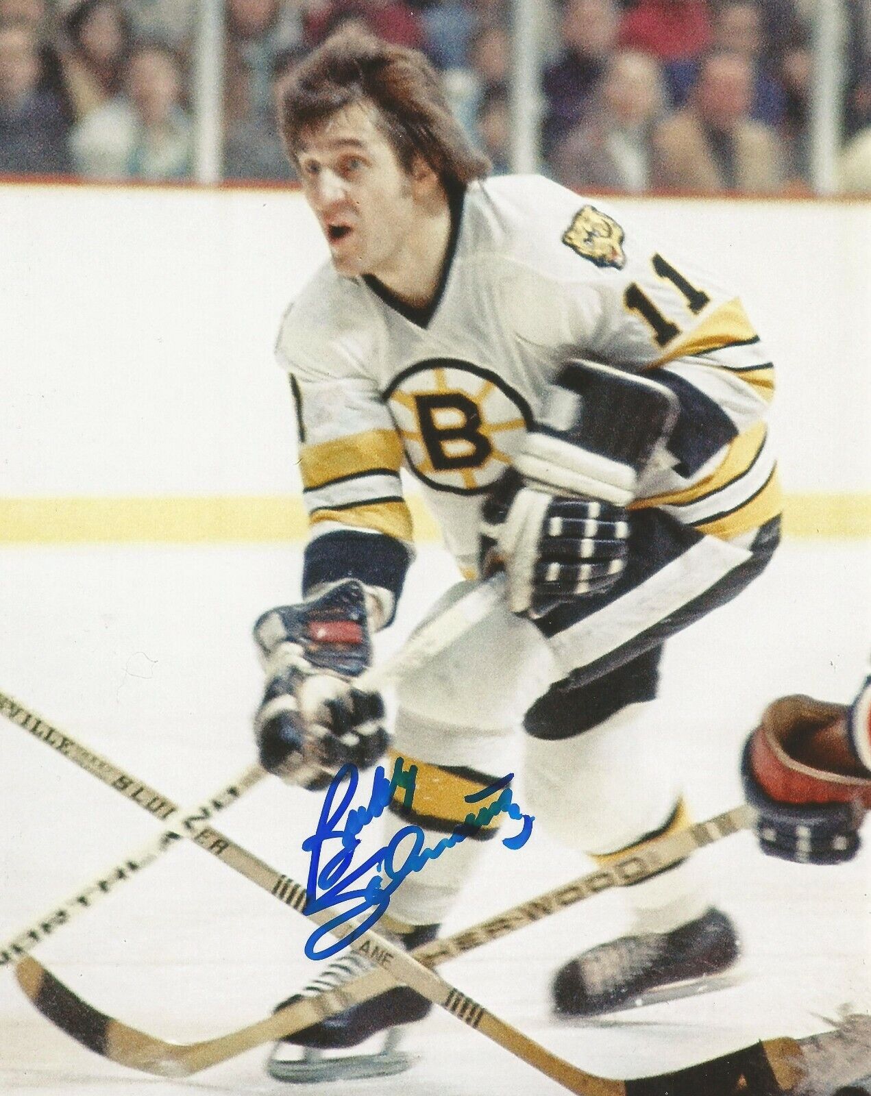 BOBBY SCHMAUTZ SIGNED BOSTON BRUINS 8x10 Photo Poster painting #1 with COA