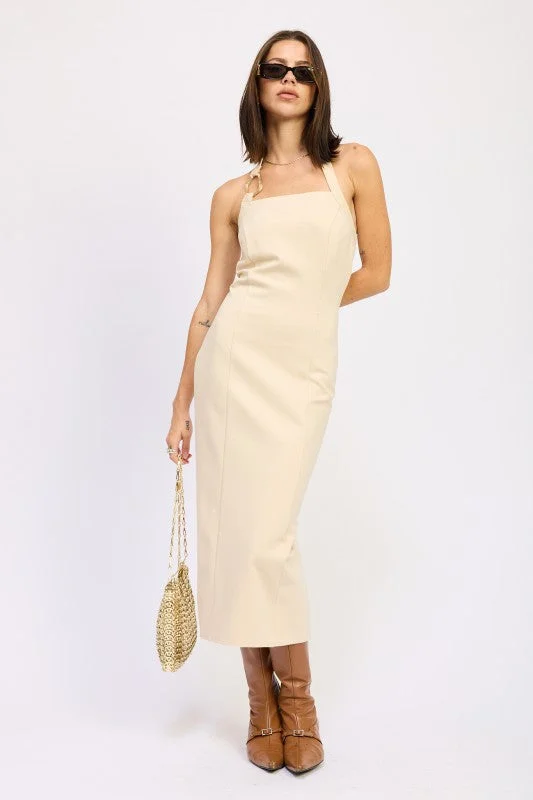 HARDWARD HALTER MIDI DRESS