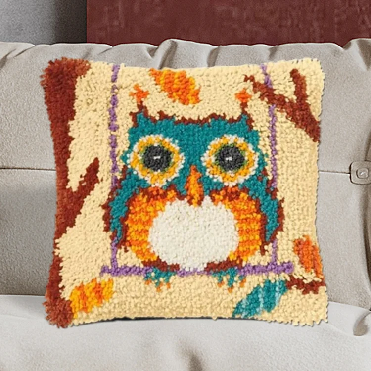 Owl Pillowcase Latch Hook Kits for Beginners veirousa