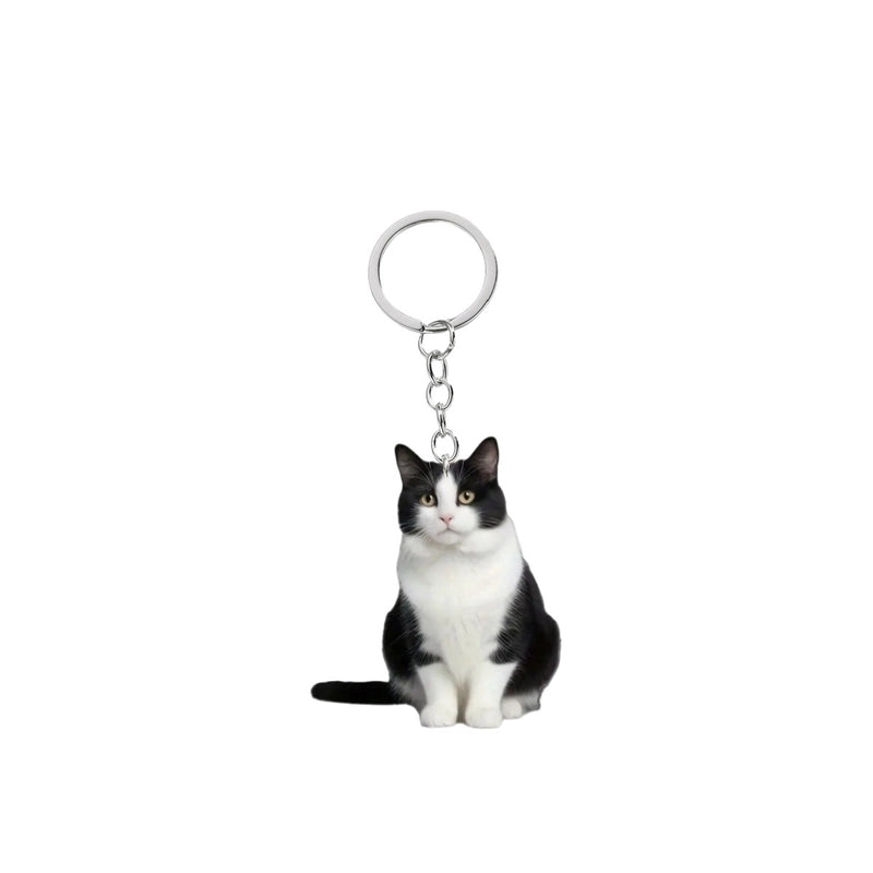 Cute Cat Arylic Unisex Bag Pendant Keychain