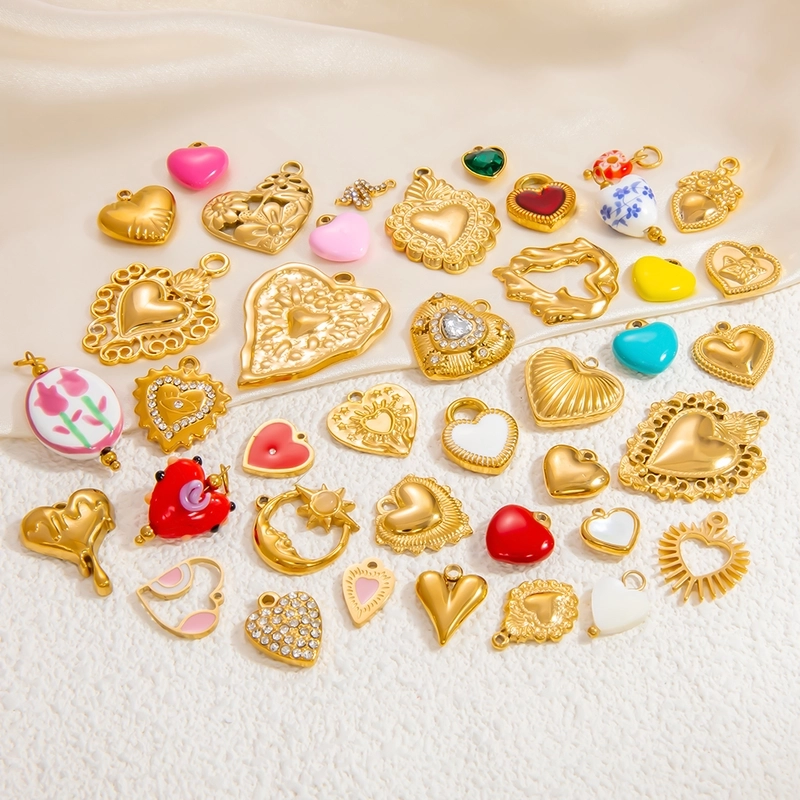 1 Piece 2 PCS/Package 3 PCS/Package 14.24*15.67mm 304 Stainless Steel Heart Shape Bow Knot Pendant Chain Jewelry Accessories