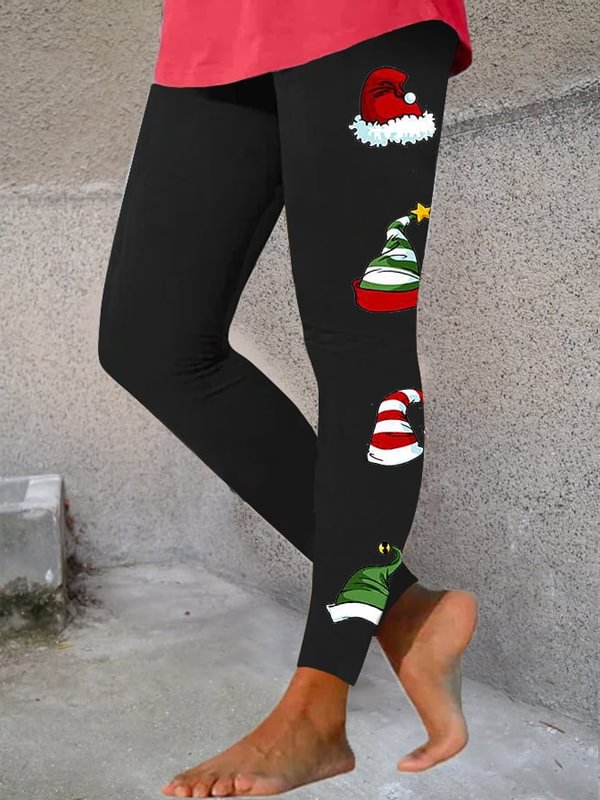 Women's Merry Christmas Cap Print Leggings