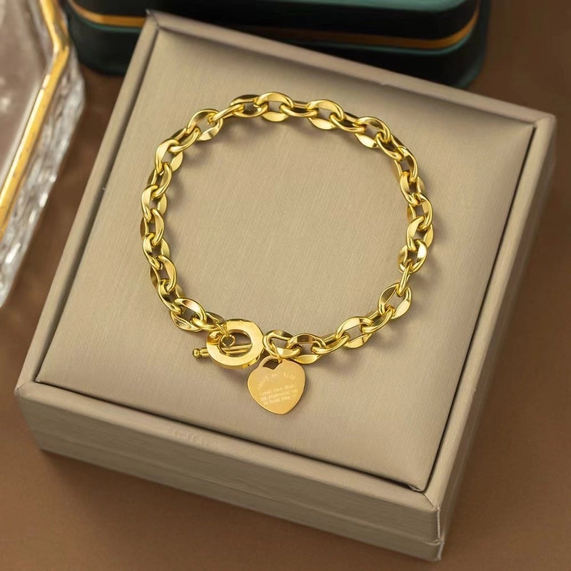 Casual Minimalist Eye Flower Butterfly Titanium Steel Zircon Bracelets In Bulk