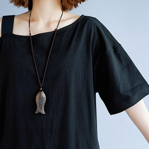 New black cotton dress plus size traveling dress boutique short sleeve