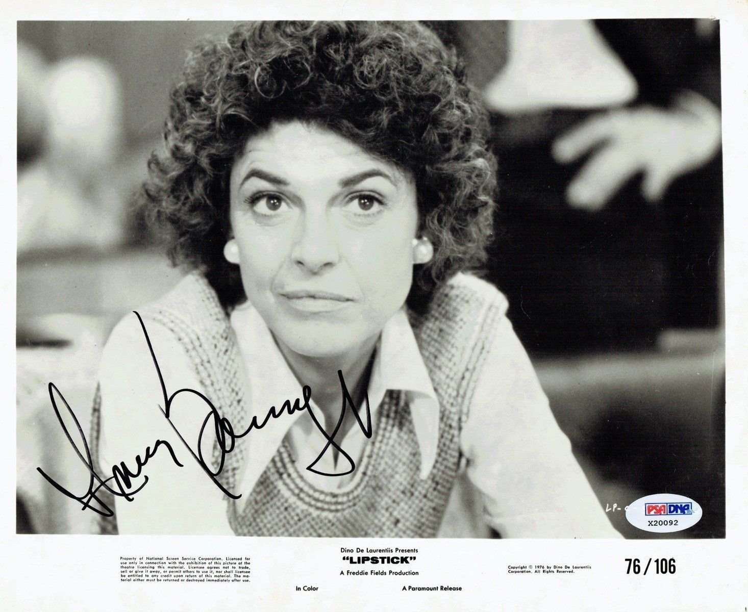 Anne Bancroft Signed Lipstick Authentic Autographed 8x10 Photo Poster painting PSA/DNA #X20092