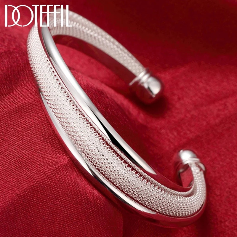 DOTEFFIL 925 Sterling Silver Fashion Jewelry Large Reticulated Bracelet Women Jewelry