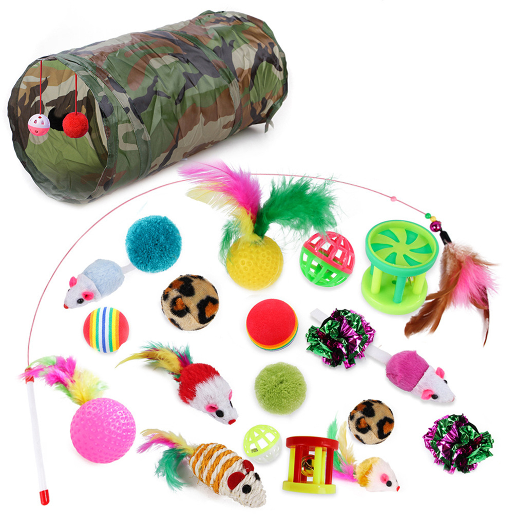 

21pcs Funny Cat Tunnel Toy Set Cat Teaser Pet Sisal Ball for Teeth Grinding, 501 Original