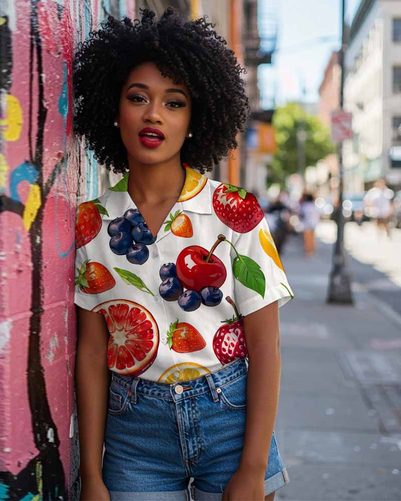 Women's Hawaiian Summer Fruits Casual Shirt