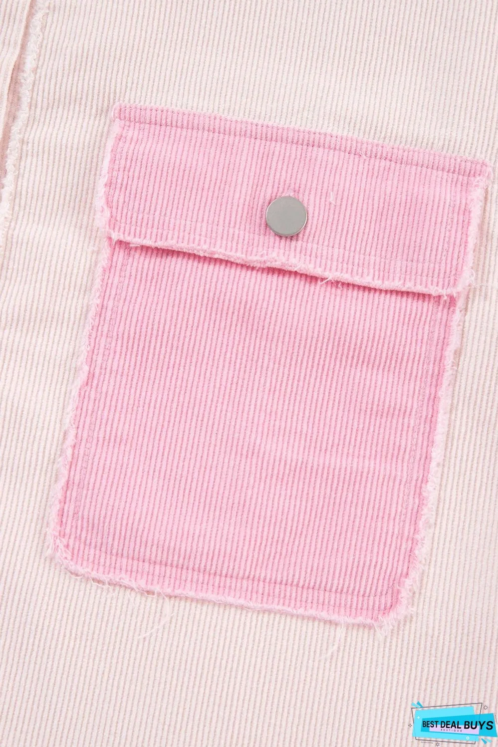 Delicacy Two-tone Color Exposed Seam Corduroy Shacket