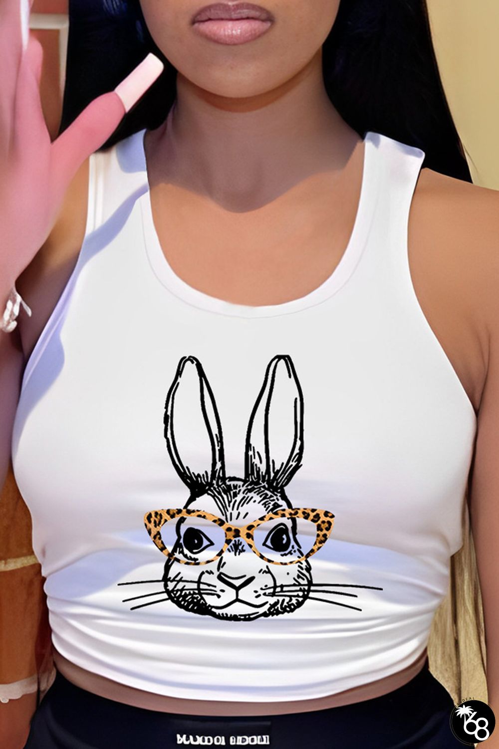 White Casual Cute Print Patchwork U Neck Tops | 168DEAL