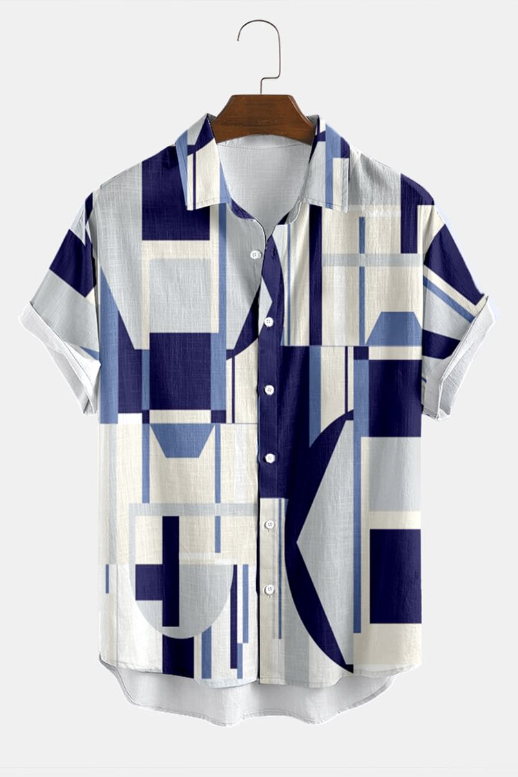 Fashion Geometry Print Short Sleeve Shirt