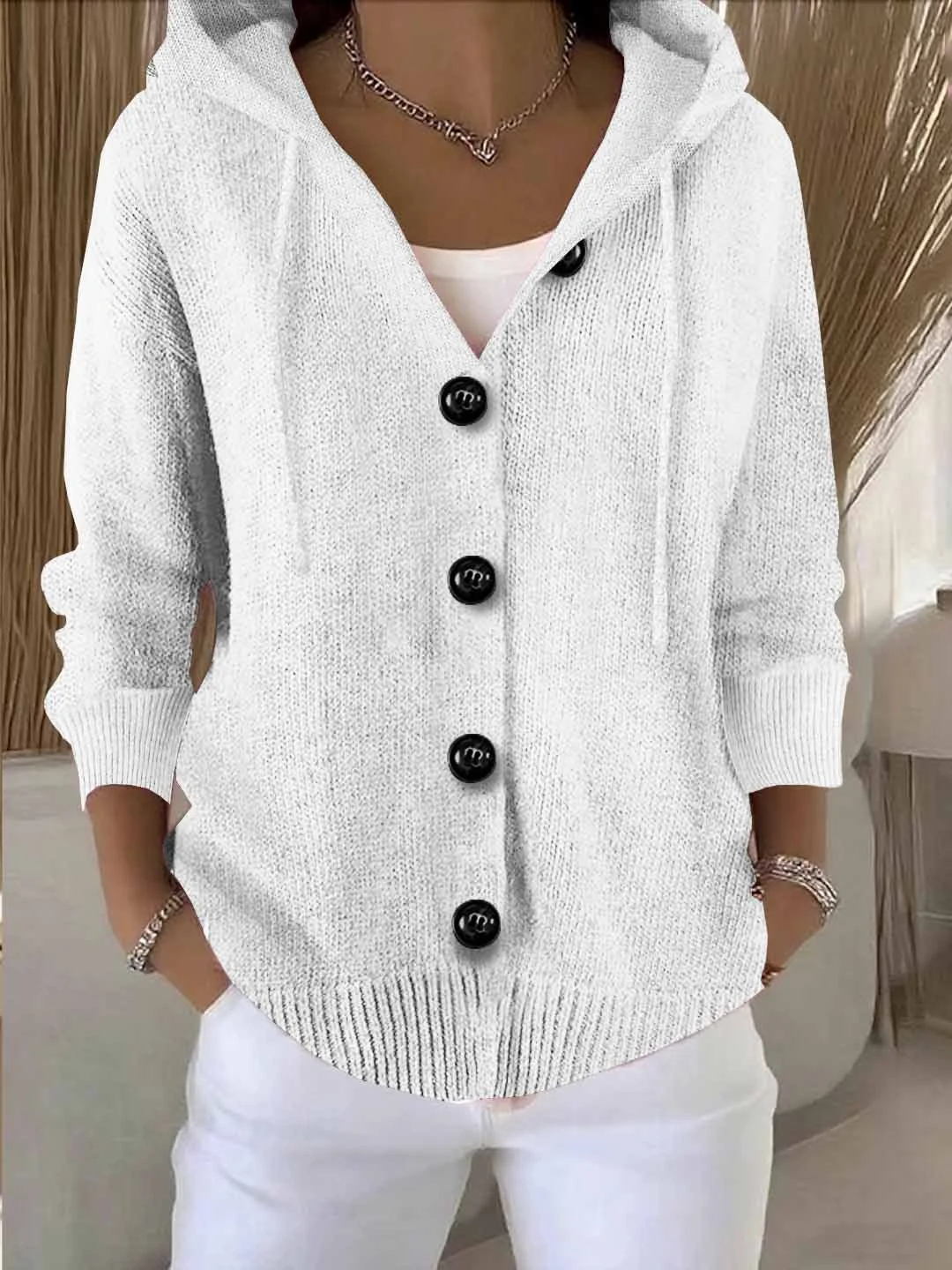 Athvotar Athvotar Sheintemu Spring/Autumn Hooded Long-Sleeved Button Sweater Cardigan