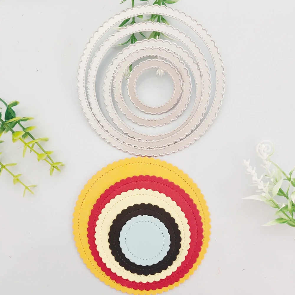 5pcs 12cm large size sewing circular metal cutting die DIY scrapbook / business card printing decoration knife