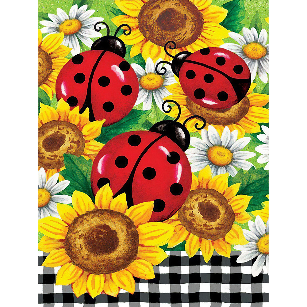 Sunflower Ladybug 30*40cm(canvas) full round drill diamond painting