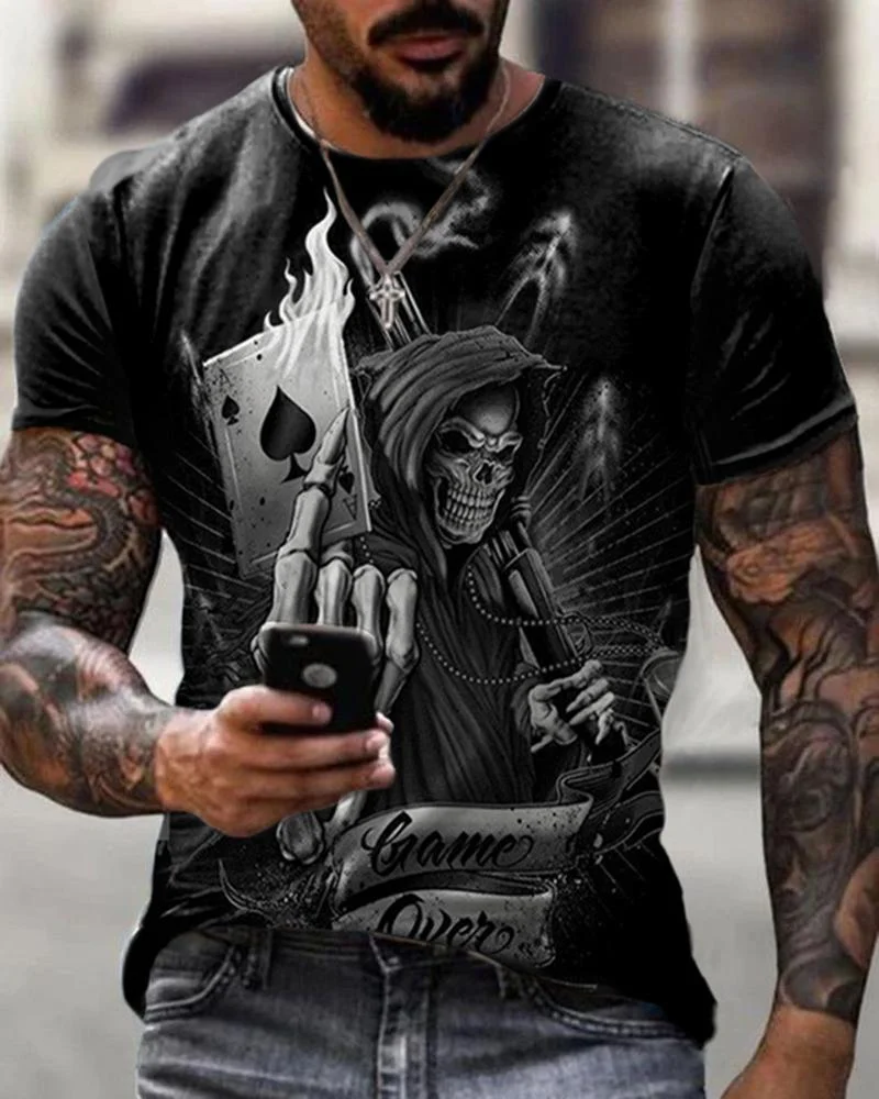 Men Skull Casual T-shirt -01