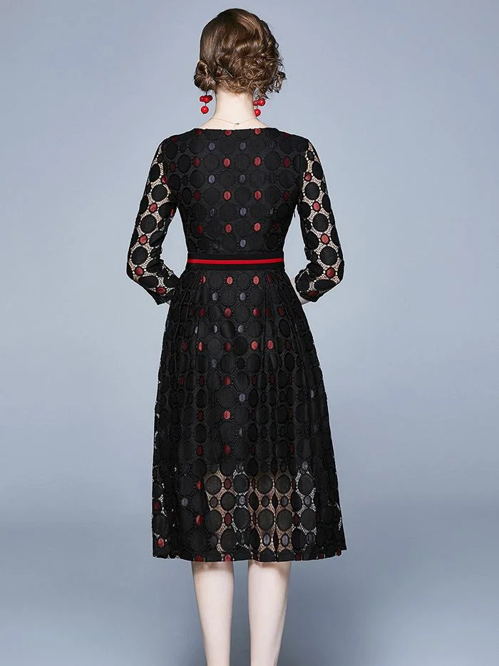 Lace temperament fashion mid-length dress