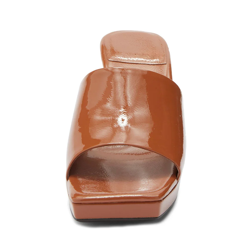 Classic Tan Wide Strap Open Toe Women's Heel Sandals with Platform