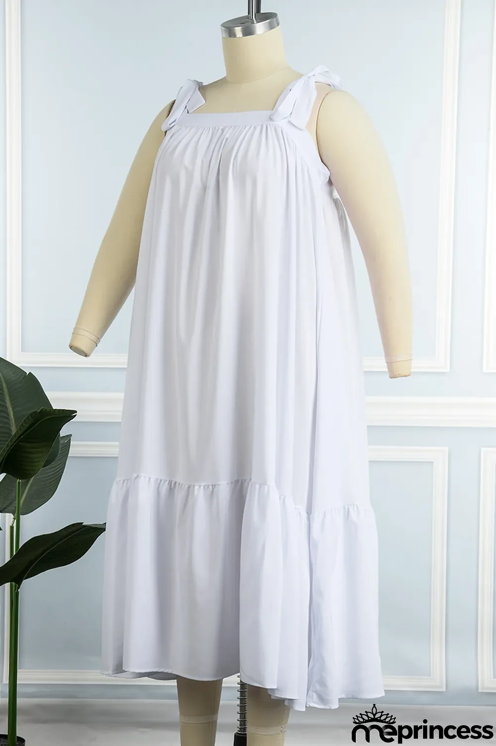 White Plus Size Casual Solid Fold Vests Solid Color Square Collar A Line