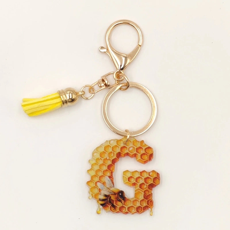 Classic Style Commute Letter Bee Arylic Unisex Bag Pendant Keychain