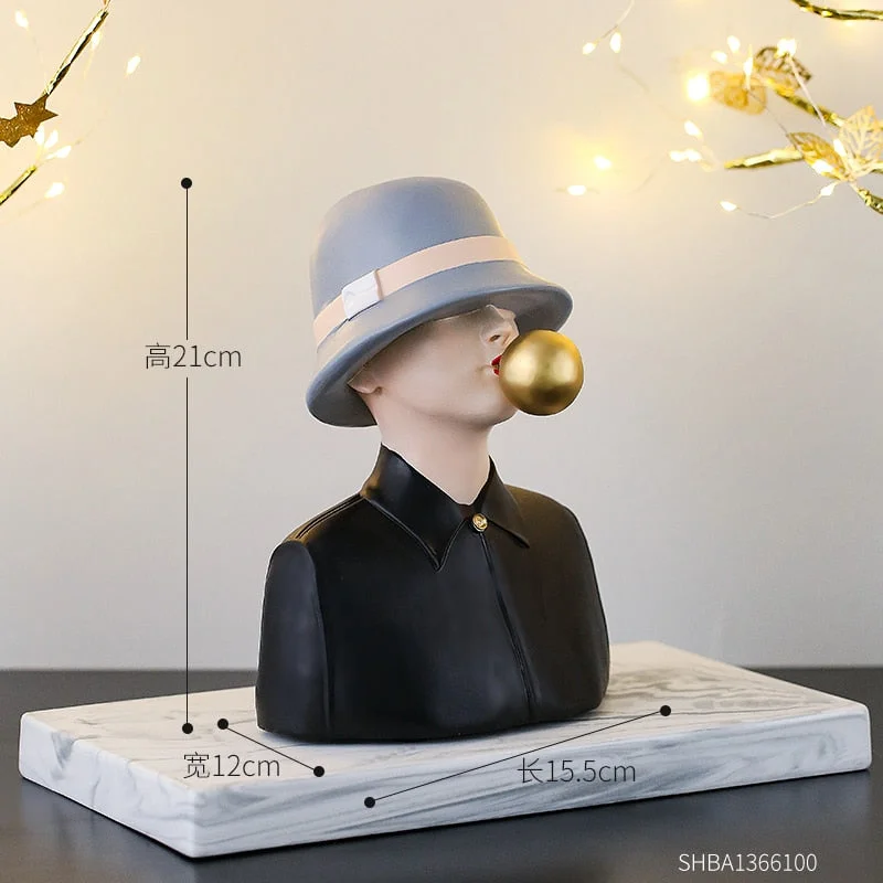 Creative Bubble Girl Sculpture Modern Home Decoration Living Room Decoration Office Decoration Accessories Office Desk Decor