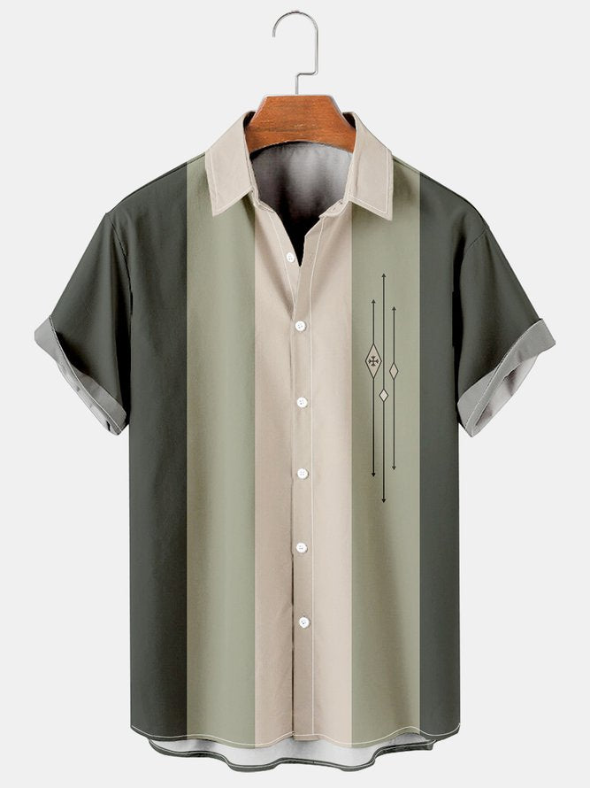 Men's Plus Size Contrast Striped Resort Shirt PLUSCLOTHESMAN