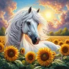 Sonnenblumenpferd - Diamantmalerei mit Rundbohrer - 40*40cm