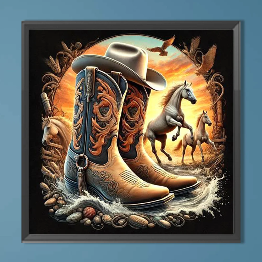 Diamond Painting - Full Round Drill - Boots Horse(Canvas|30*30cm)