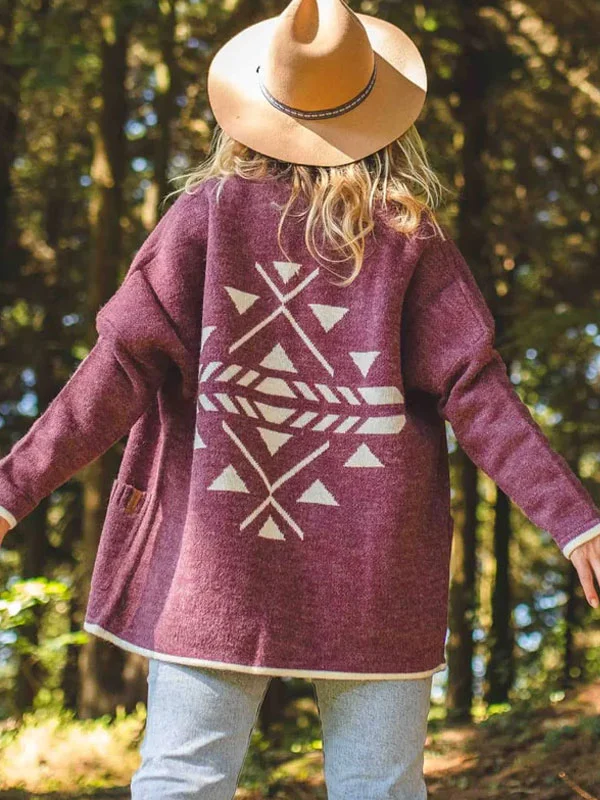 Western Geometry Outdoor Women's Sweater Cardigan