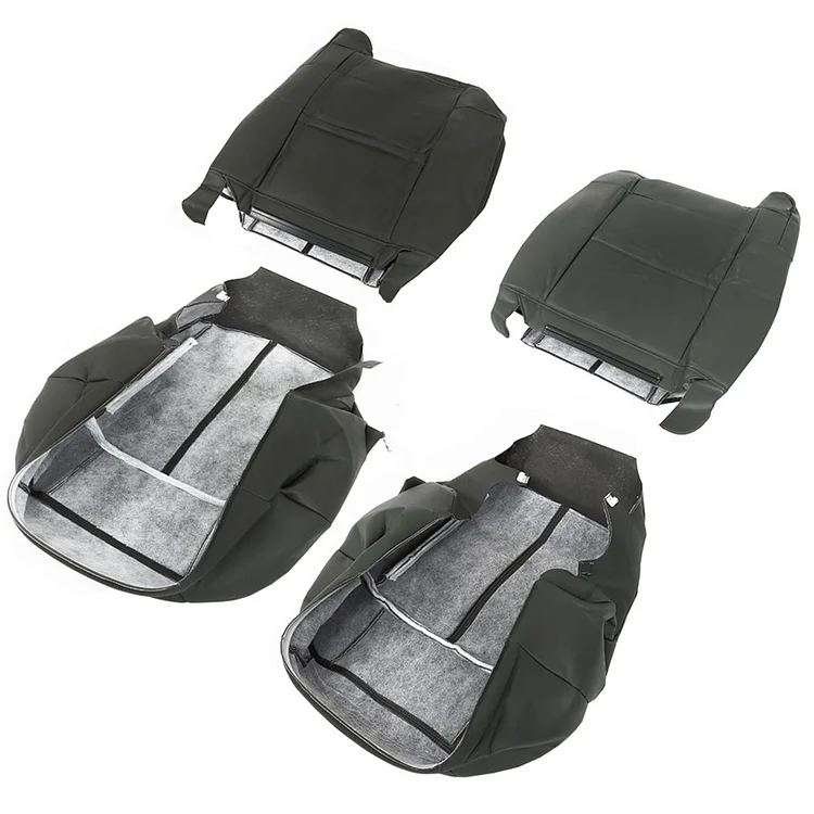 SEBLAFF Graphite Black Seat Cover Front Bottom and Lean Back 4Pcs Leather Replacement for 1999-2002 Silverado Sierra
