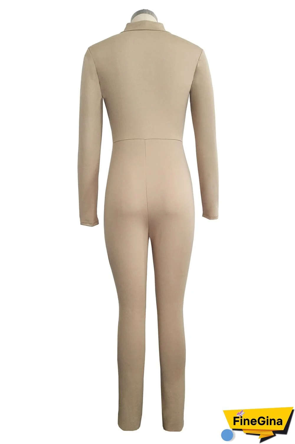 Burgundy Elastic Fly Long Sleeve Mid Print Skinny Pants Jumpsuits & Rompers