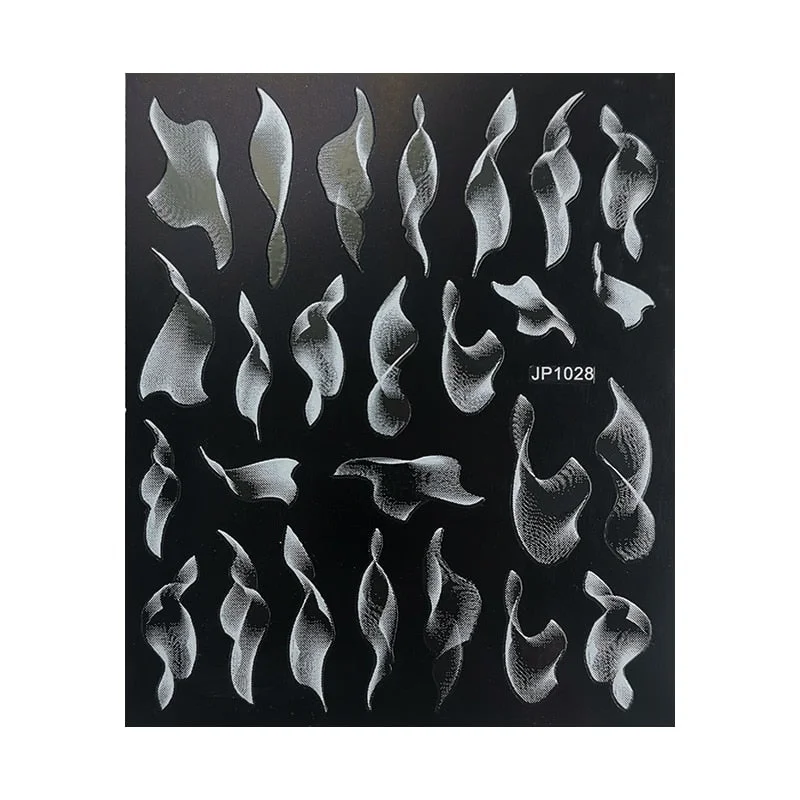 5D White Nail Sticker Rose Flower Engraved Embosse Design Transfer Decals Slider Wraps DIY Nail Art Decoration Accessories