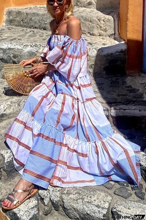 Fashion Off-Sleeve Short Sleeve Resort Dress