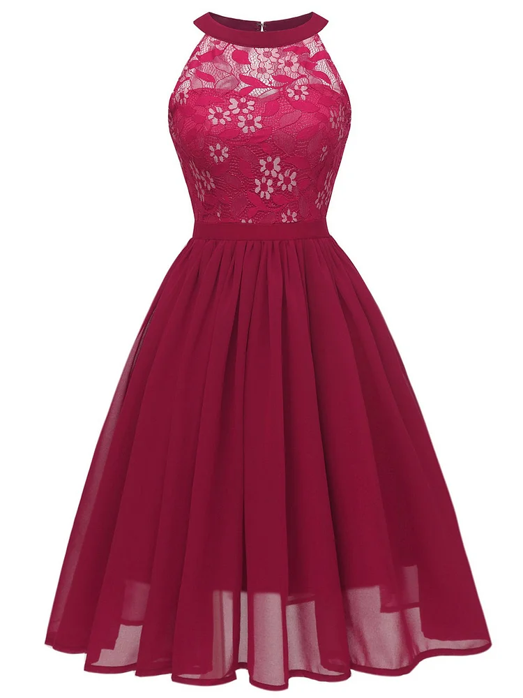 1950s Floral Lace Swing Dress
