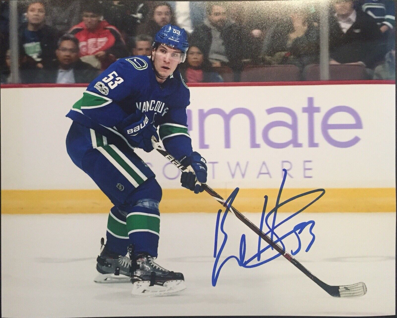 Bo Horvat Signed Vancouver Canucks 8x10 Photo Poster painting Proof