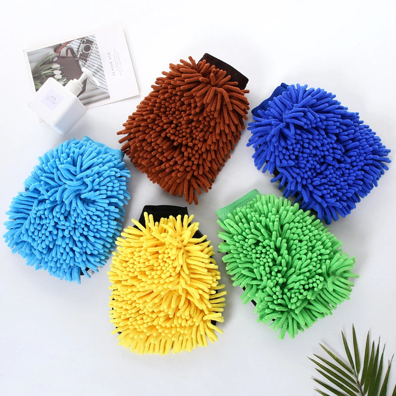 Xin Snobbish Thickened Chenille Car Wash Gloves Coral Fleece Foaming Gloves Long Fleece Single-sided Double-sided Car Wipe Gloves