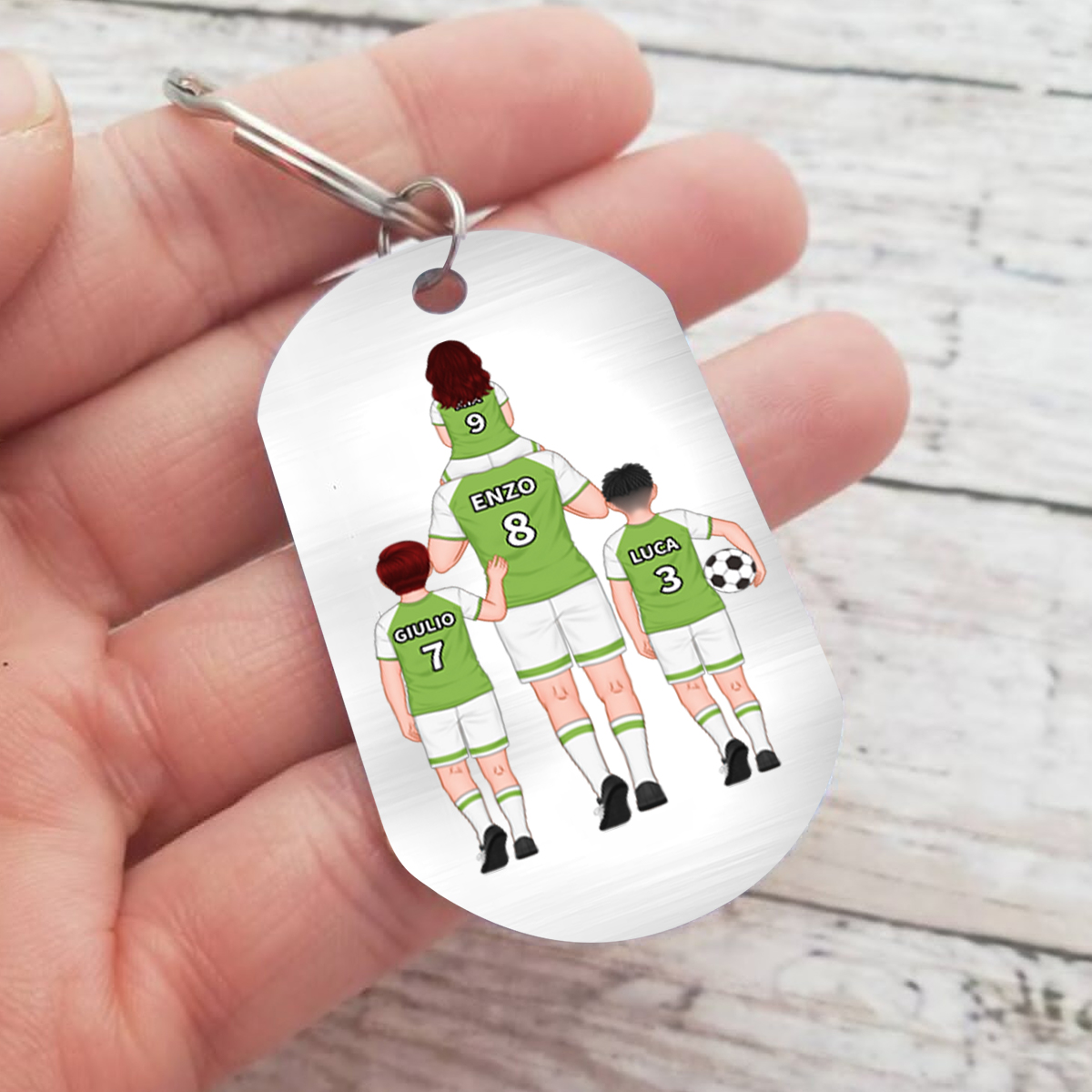 Papà Portachiavi calcio con immagine e nomi personalizzati regalo per papà