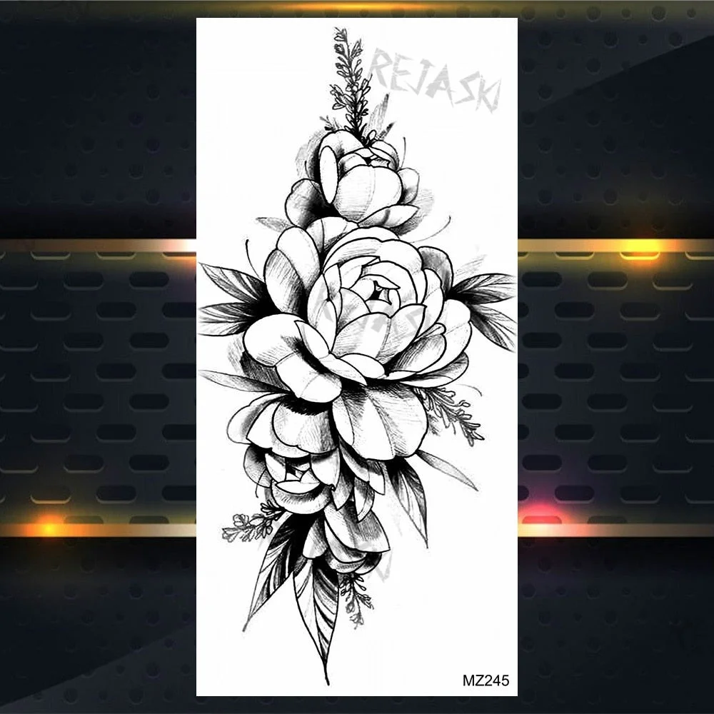 Purple Rose Jewelry Water Transfer Tattoo Stickers Women Body Chest Art Temporary Tattoo Girl Waist Bracelet Flash Tatoos Flower