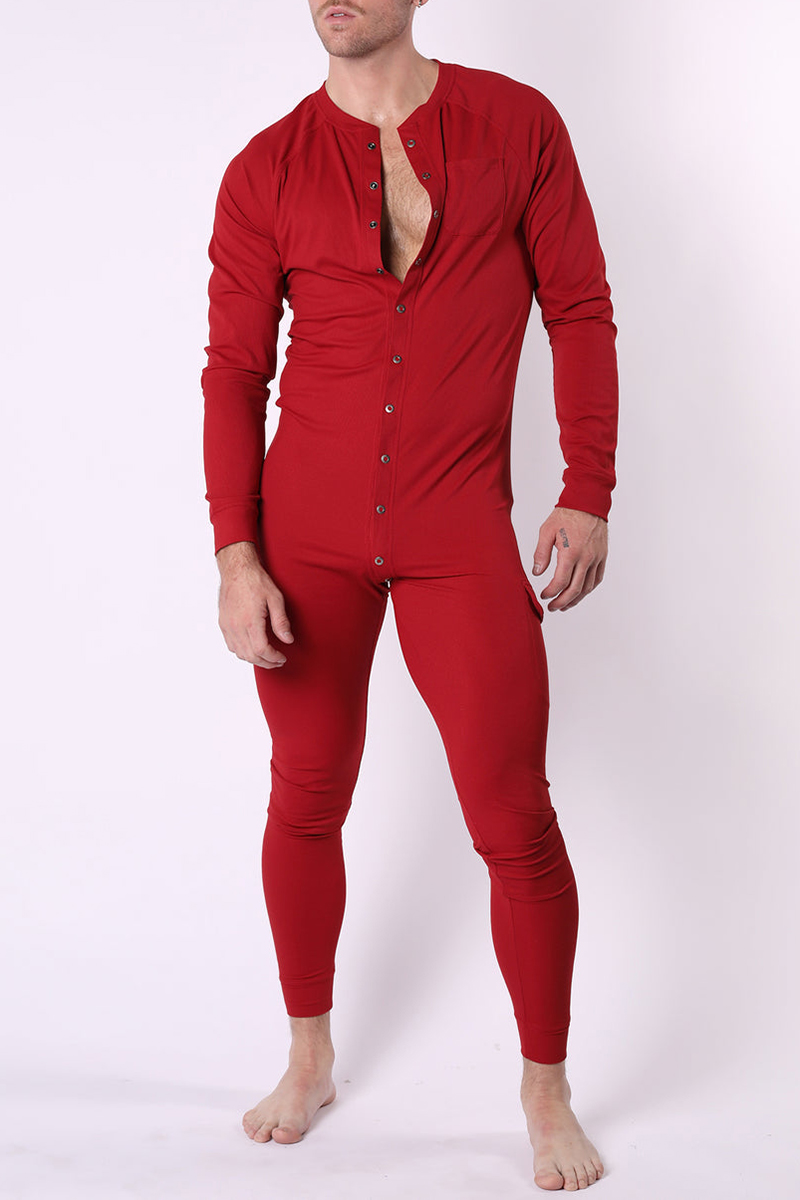 Ciciful Casual Crew Neck Single-Breasted Long Sleeve Stretchy Jumpsuit